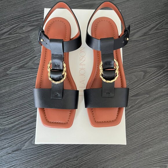 Ulla Johnson Mimi Ring sandal, NIB new in box,  black leather, size 40 - Picture 1 of 7